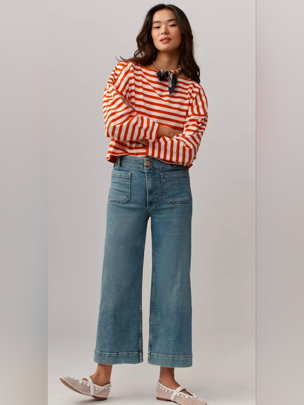 Anthropologie Maeve The Colette Crop High-Rise Wide-Leg Jeans Size 33 - Picture 1 of 10